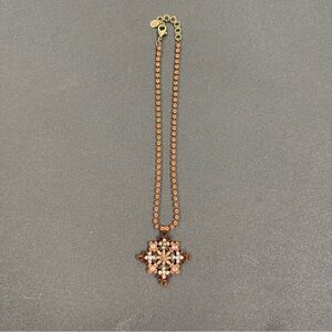 Sorrelli Pendant Tennis Necklace - Coral, Light Pink, Burnt Orange & AB Crystals